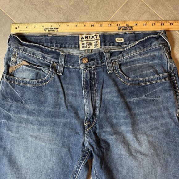 Ariat M4 Gulch Relaxed Boot Cut Jeans Men 36x36 Blue Cotton - Picture 10 of 16